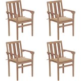 The Living Store Vrtni stoli z blazinami 4 kosi trdna tikovina - Stol, (21473330) | Shoptok.si