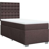 vidaXL Box spring postelja z vzmetnico temno rjava 100x200 cm blago | Shoptok.si