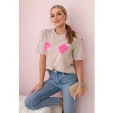 Kesi Cotton blouse with flower print beige color | shoptok.hr
