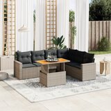 Maison Chic Seti vrtnega pohištva - Vrtna garnitura - Vrtni pohištvo set 7-delna z blazinami siv poli ratan, (21803607) | Shoptok.si