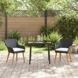 vidaXL 3-delni vrtni jedilni set črni poli ratan | Shoptok.si