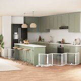 vidaXL Ograda za pse z vrati zložljiva 12 panelov bela 600 cm les | Shoptok.si