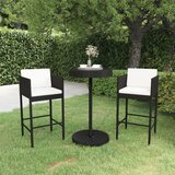  The Living Store Vrtna barska garnitura 3-delna z blazinami poli ratan črna - Vrtna Barska Garnitura, (21479836) | Shoptok.si