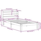 vidaXL Okvir kreveta s uzglavljem bijeli 100x200cm od masivne borovine | shoptok.hr