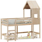 Maison Chic Postelja za odrasle - Posteljni Okvir z lestvijo in streho 90x200 cm borovina, (22082727) | Shoptok.si