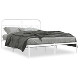 vidaXL Kovinski posteljni okvir z vzglavjem bel 135x190 cm | Shoptok.si