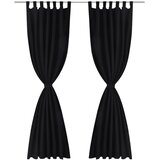  2 komada Crna Mikro-Satenska Zavjesa s tregerima 140 x 245 cm | shoptok.hr