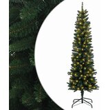  Umjetno vitko božićno drvce 150 cm 150 LED lampica Topla bijela - 150 cm s LED svjetlima Zelena | shoptok.hr
