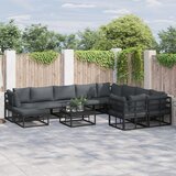 vidaXL Vrtna sedežna garnitura 11 pcs Črna 70 x 70 x 32 cm Aluminij | Shoptok.si