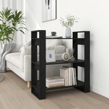  The Living Store Knjižna omara/pregrada črna 80x35x91 cm trdna borovina - Knjižna Omara, (21431511) Cene
