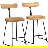 vidaXL barski stolčki 2 črni 49x43x79 cm trden mangov les | Shoptok.si