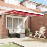 vidaXL Ročna retraktibilna tenda rdeča 300x250 cm, Zamenjava platna za 3x2.5 m okvir rdeča | Shoptok.si