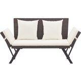  The Living Store Vrtna klop z blazinami rjava 176 cm poli ratan - Vrtna Klop, (21446061) | Shoptok.si