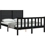  Okvir kreveta s uzglavljem crni 4FT6 bračni od masivnog drva | shoptok.hr