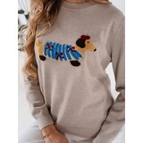DStreet Damski sweter z aplikacją psa CHICPAWS beżowy | ePonuda.com