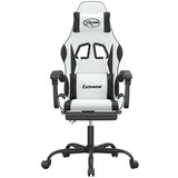  Igraća stolica od umjetne kože s osloncem za noge Bijela i crna | shoptok.hr