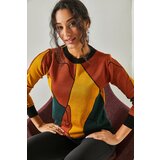 Olalook Women's Tan Patterned Cotton Knitwear Sweater | shoptok.hr