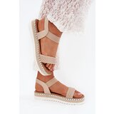 Boto Ladies Sandals With Braiding On Decorated Platform Beige Velara | ePonuda.com