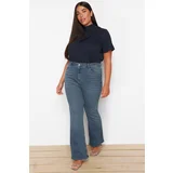 Trendyol Curve Blue High Waist Flared Jean