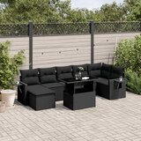 Maison Chic Seti vrtnega pohištva - Vrtna garnitura - Vrtni pohištvo set 8-delna z blazinami črn poli ratan, (21800248) | Shoptok.si