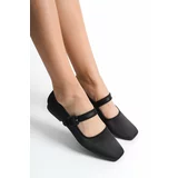 Capone Outfitters Women's Buckle Detailed Satin Ballerinas