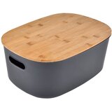 Homéa Antracitno siva plastična škatla za shranjevanje s pokrovom 24x18x12,5 cm – | Shoptok.si