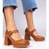 D/CEO marka niezdefiniowana Brown square-toe pumps with a buckle Katherin Cijene
