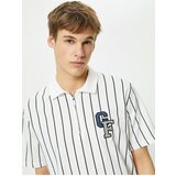 Koton College T-Shirt Collar Half Zipper Embroidered Short Sleeve Cene