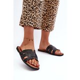 PE1 Flat Women's Flip-Flops Made of Faux Leather Black Risamay Cijene