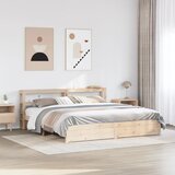 vidaXL Okvir kreveta s uzglavljem 200 x 200 cm od masivne borovine | shoptok.hr