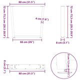 Noge jedilne mize V-oblika 2 kosa naravno jeklo 80x(72-73,3) cm, (21828580) | Shoptok.si