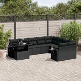 vidaXL 10-dijelni set vrtnih sofa s jastucima crni od poliratana | shoptok.hr