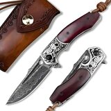Oem Damaščanski lovski zložljivi nož MASTERPIECE NO-26646 - Rjav Cene