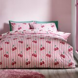 Catherine Lansfield Bijela/ružičasta posteljina za bračni krevet 200x200 cm Disco Cherries Stripes – | shoptok.hr