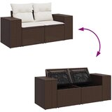 vidaXL Vrtna sedežna garnitura 4-delna z blazinami rjav poli ratan | Shoptok.si