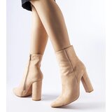 Gemre Beige block heel ankle boots eco-suede Borgetto | shoptok.hr