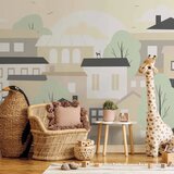  Foto tapeta - Yellow town - city suburb with trees and cats for children 200x140 Standard | shoptok.hr