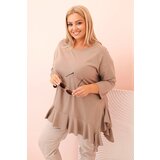 Kesi Włoski Women's Plus Size blouse with cotton, featuring a pocket and rolled sleeves kiwi Cene
