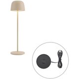 QAZQA Namizna svetilka bež barve z LED, polnilna s polnilno postajo IP65 - Raika | Shoptok.si