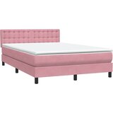 Box Spring krevet s madracem i LED ružičasti 160x220 cm baršun | shoptok.hr
