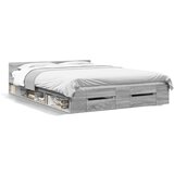 Furnova Posteljni okvir s predali siva sonoma 135x190cm inženirski les, (21938045) | Shoptok.si