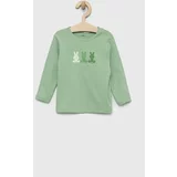 United Colors Of Benetton Pamučna majica dugih rukava za bebe boja: zelena