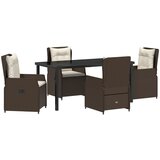 vidaXL 5-dijelni vrtni set za blagovanje smeđi poliratan, vrtni stol crni 160x80x73 cm kaljeno staklo | shoptok.hr
