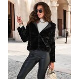 Resti Black women's imitation fur jacket Resti Black women's imitation fur jacket Slike