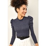 XHAN Women's Indigo Gathered Shoulders Blouse | Shoptok.si