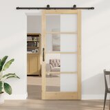 vidaXL Drsna vrata s kompletom opreme 'ORKDAL'Trd les in steklo, Notranja vrata s steklom 'ORKDAL'93x211x4 cm Trd bor Cene