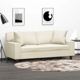 The Living Store Kavč dvosed z okrasnimi blazinami krem 140 cm umetno usnje - Kavč Dvosed, (21484188) | Shoptok.si
