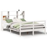 vidaXL Knjižna postelja brez vzmetnice bela 160x200 cm trdna borovina | Shoptok.si