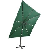  Konzolni suncobran sa stupom i LED svjetlima 300 cm zeleni | shoptok.hr