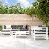 Maison Chic Seti vrtnega pohištva - Vrtna garnitura - Vrtni pohištvo set 7-delna bela trdna borovina, (21804528) | Shoptok.si